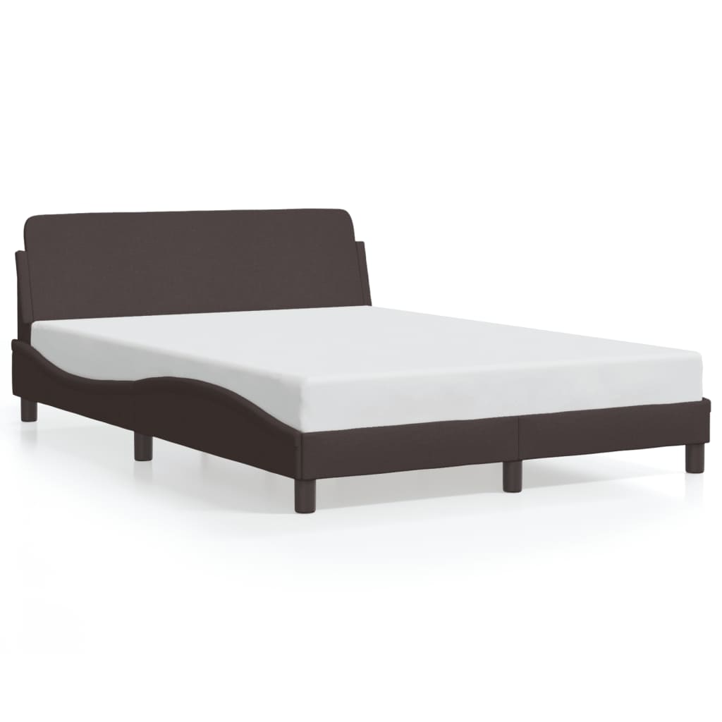Cadre de lit sans matelas marron foncé 140x190 cm tissu - XIOS