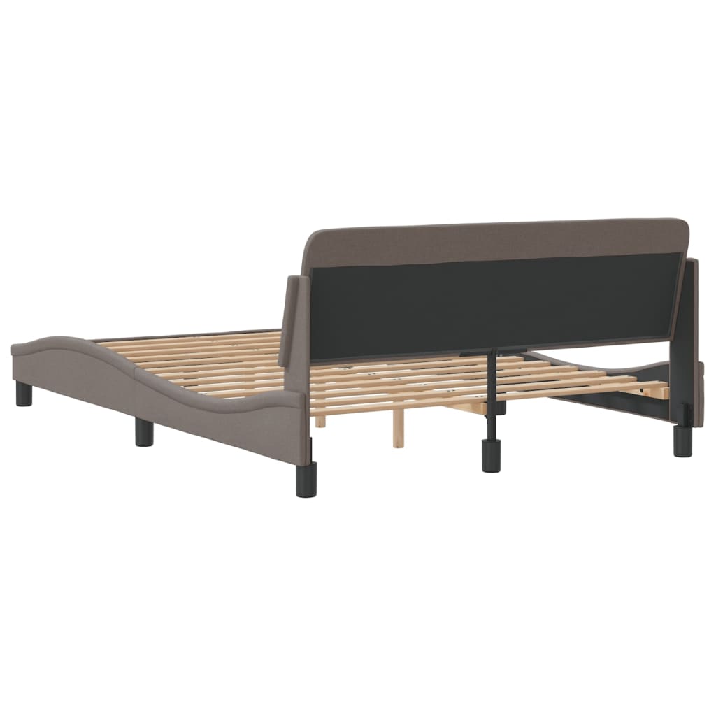 Cadre de lit sans matelas taupe 140x190 cm tissu - XIOS