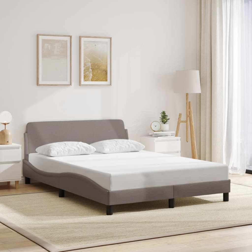 Cadre de lit sans matelas taupe 140x190 cm tissu - XIOS