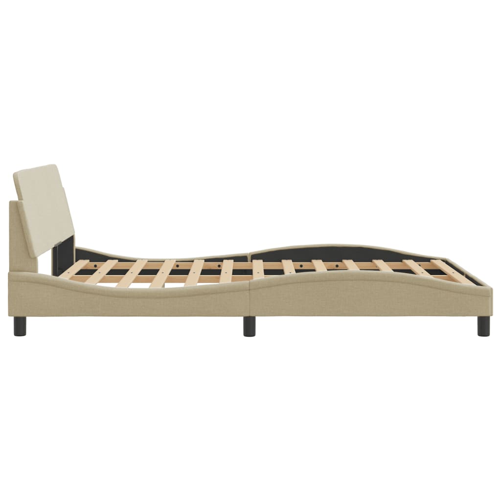 Cadre de lit sans matelas crème 140x190 cm tissu - XIOS