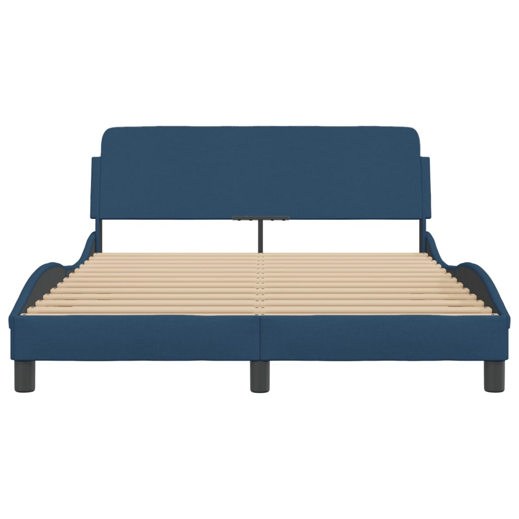 Cadre de lit avec tête de lit sans matelas bleu 140x190cm tissu - XIOS