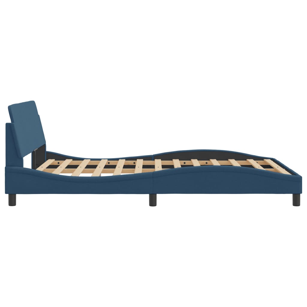 Cadre de lit avec tête de lit sans matelas bleu 140x190cm tissu - XIOS