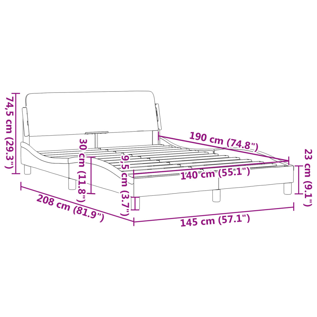 Cadre de lit avec tête de lit sans matelas bleu 140x190cm tissu - XIOS