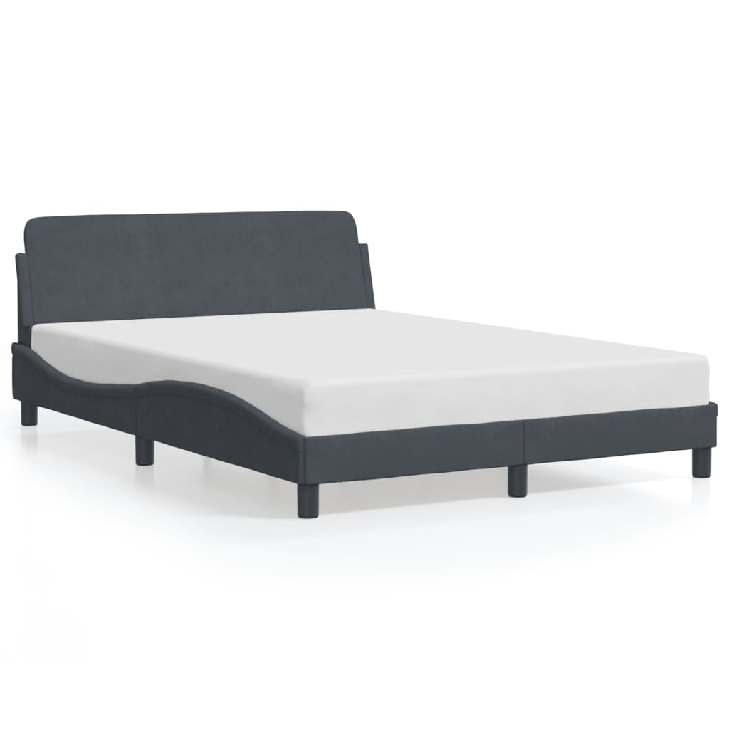 Cadre de lit sans matelas gris foncé 140x190 cm velours - XIOS