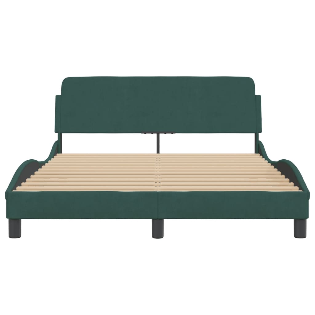 Cadre de lit sans matelas vert foncé 140x190 cm velours - XIOS