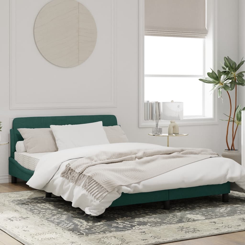 Cadre de lit sans matelas vert foncé 140x190 cm velours - XIOS