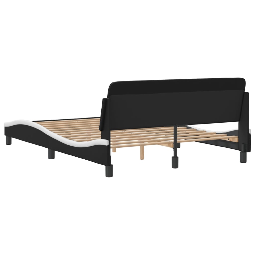 Cadre de lit sans matelas noir et blanc 140x190 cm similicuir - XIOS