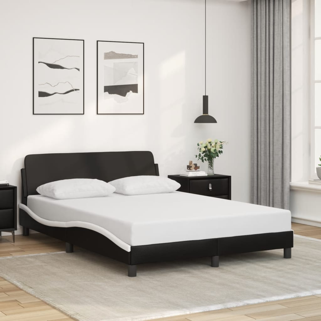Cadre de lit sans matelas noir et blanc 140x190 cm similicuir - XIOS