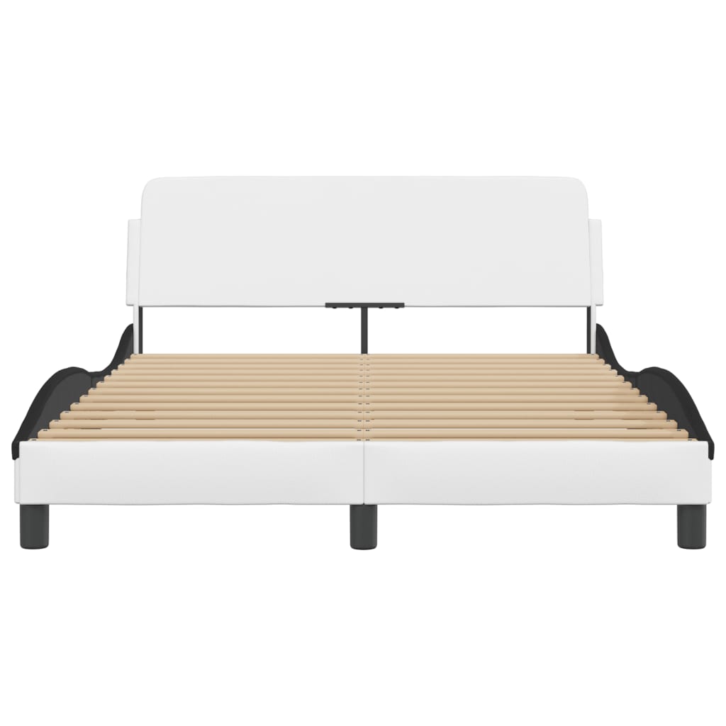 Cadre de lit sans matelas blanc et noir 140x190 cm similicuir - XIOS