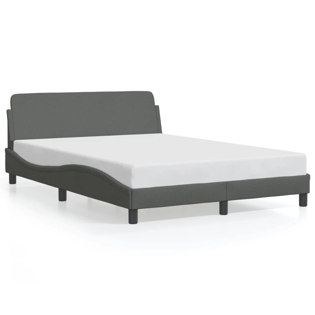 Cadre de lit sans matelas gris foncé 140x200 cm tissu - XIOS