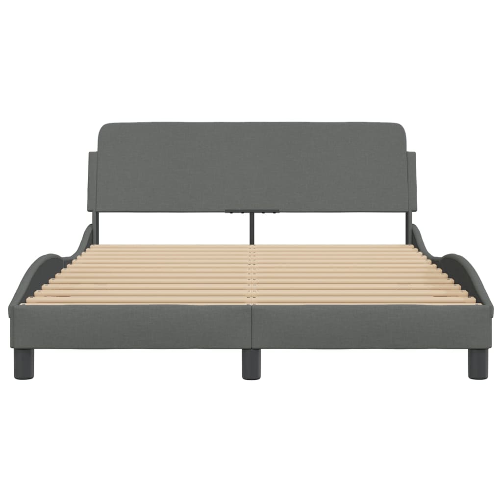 Cadre de lit sans matelas gris foncé 140x200 cm tissu - XIOS