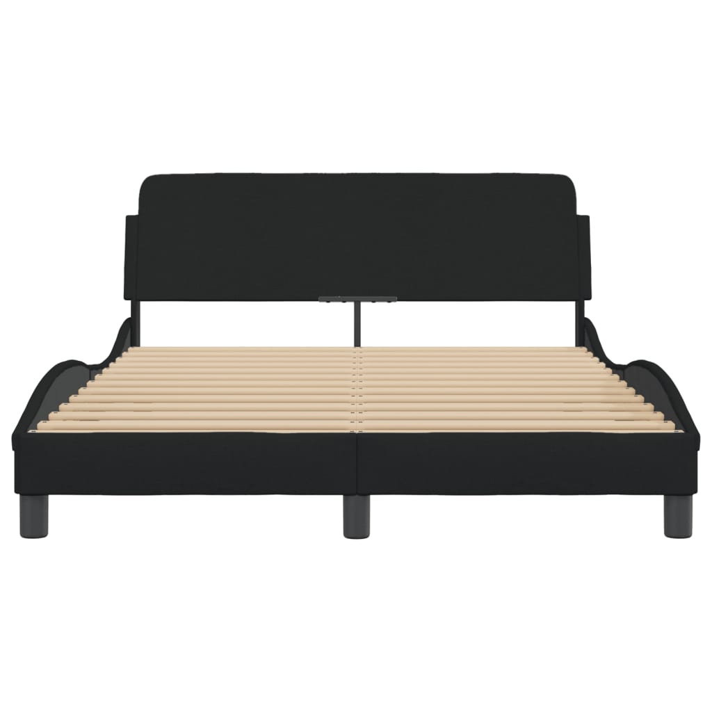 Cadre de lit sans matelas noir 140x200 cm tissu - XIOS