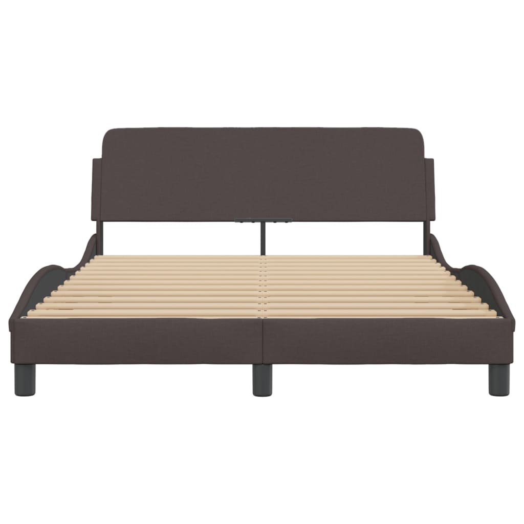 Cadre de lit sans matelas marron foncé 140x200 cm tissu - XIOS