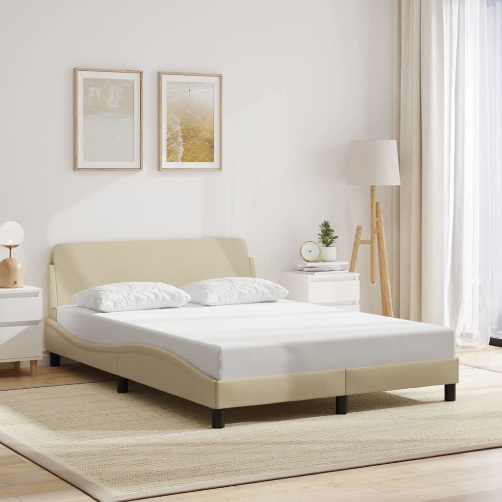 Cadre de lit sans matelas crème 140x200 cm tissu - XIOS