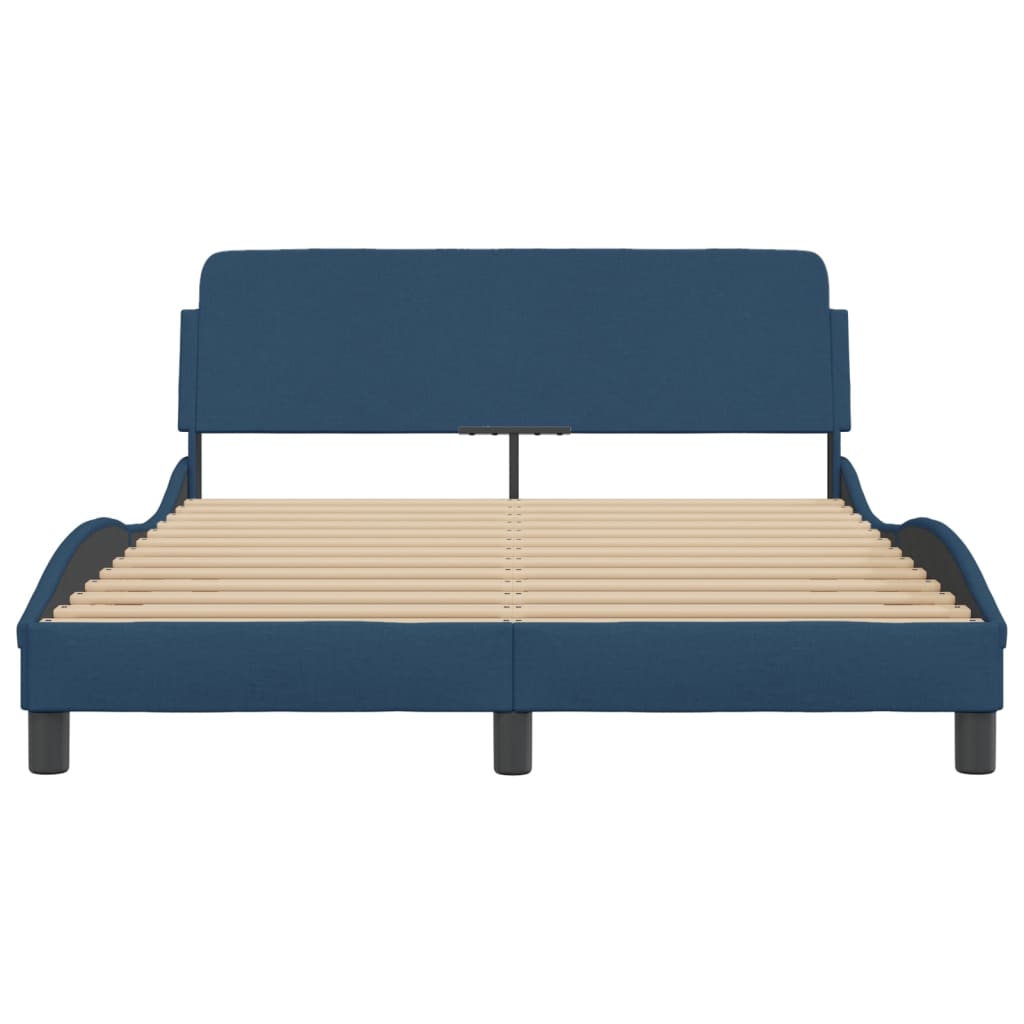 Cadre de lit avec tête de lit sans matelas bleu 140x200cm tissu - XIOS