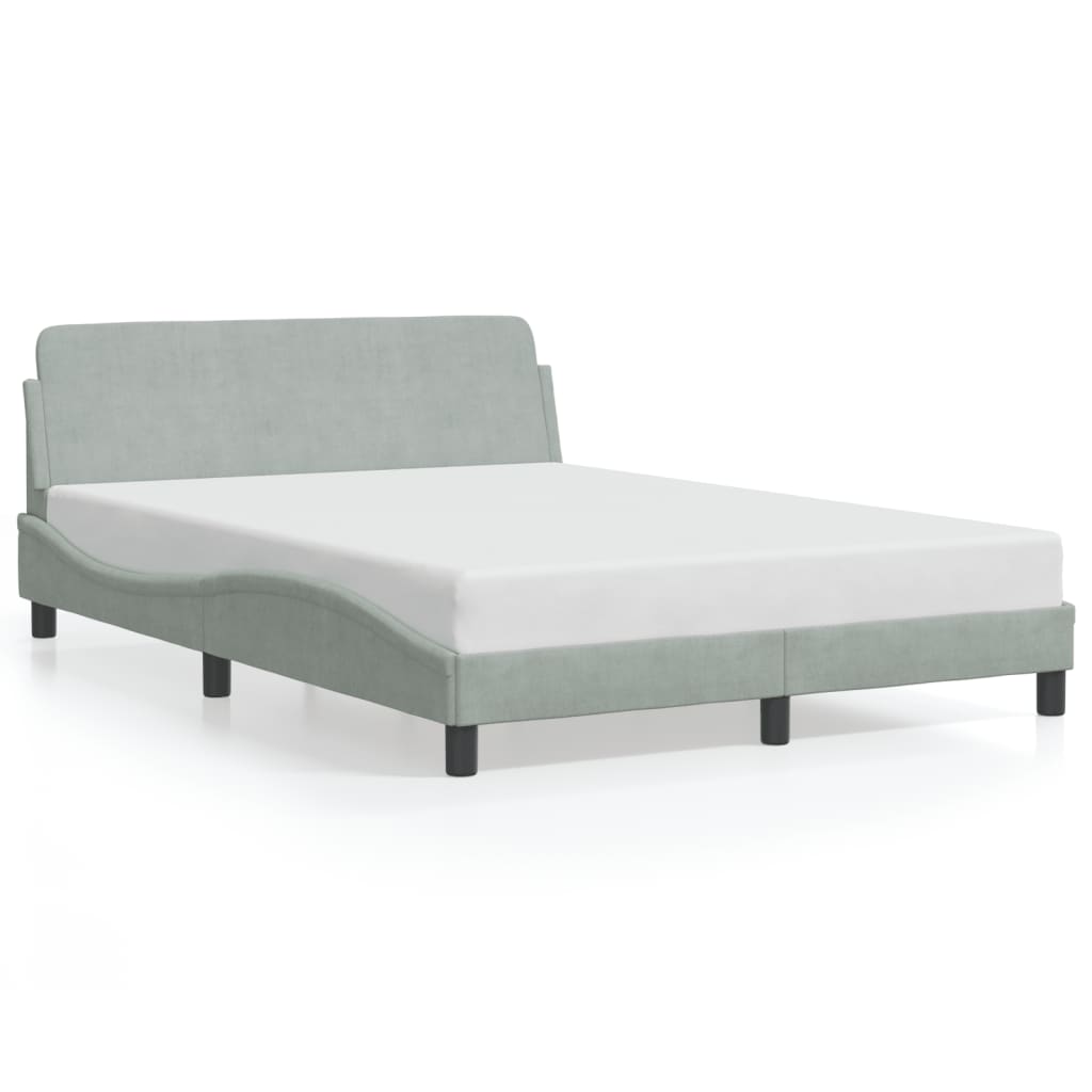 Cadre de lit sans matelas gris clair 140x200 cm velours - XIOS