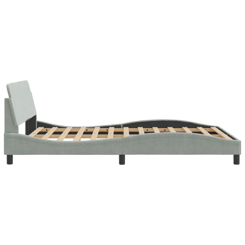 Cadre de lit sans matelas gris clair 140x200 cm velours - XIOS