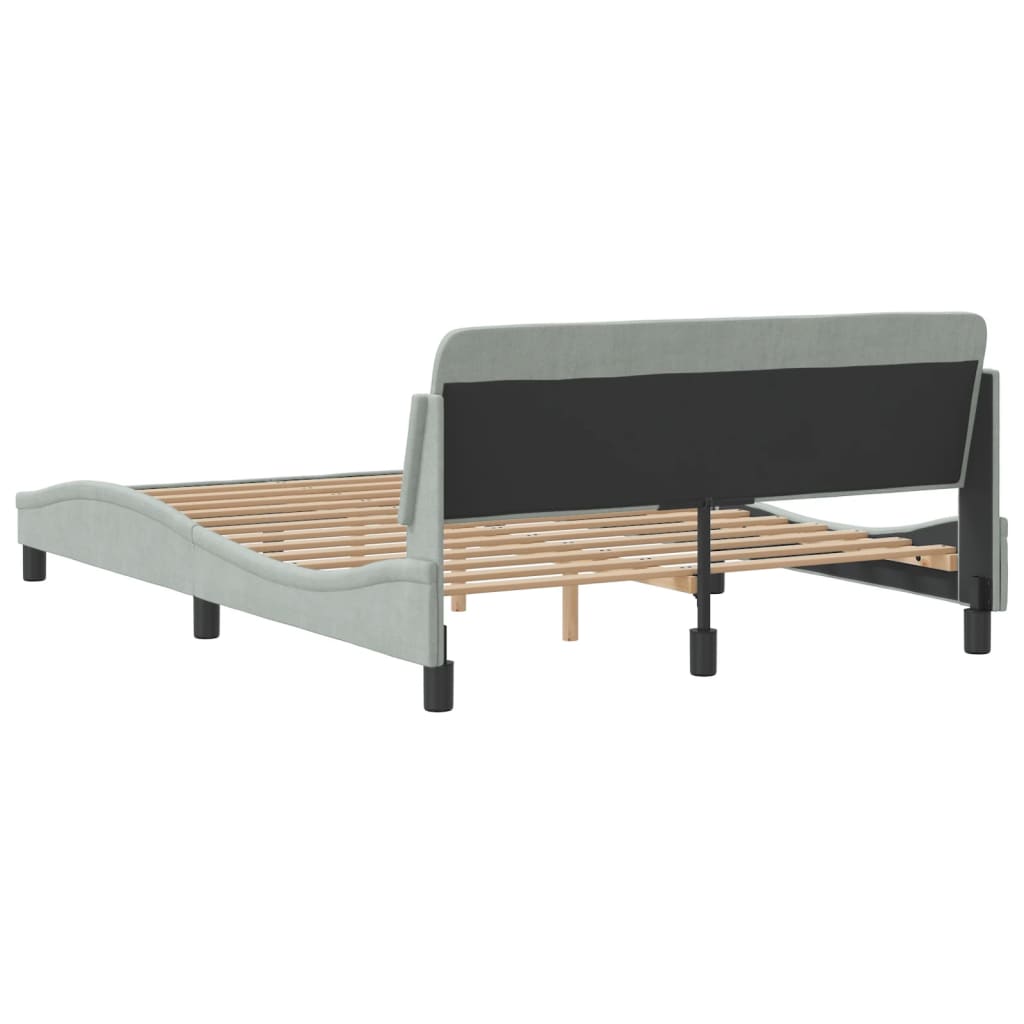 Cadre de lit sans matelas gris clair 140x200 cm velours - XIOS