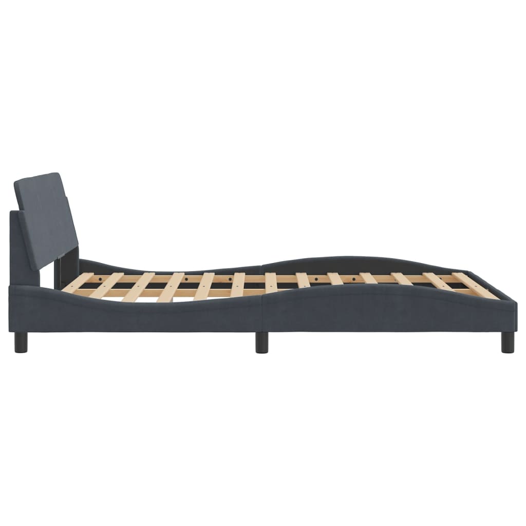 Cadre de lit sans matelas gris foncé 140x200 cm velours - XIOS