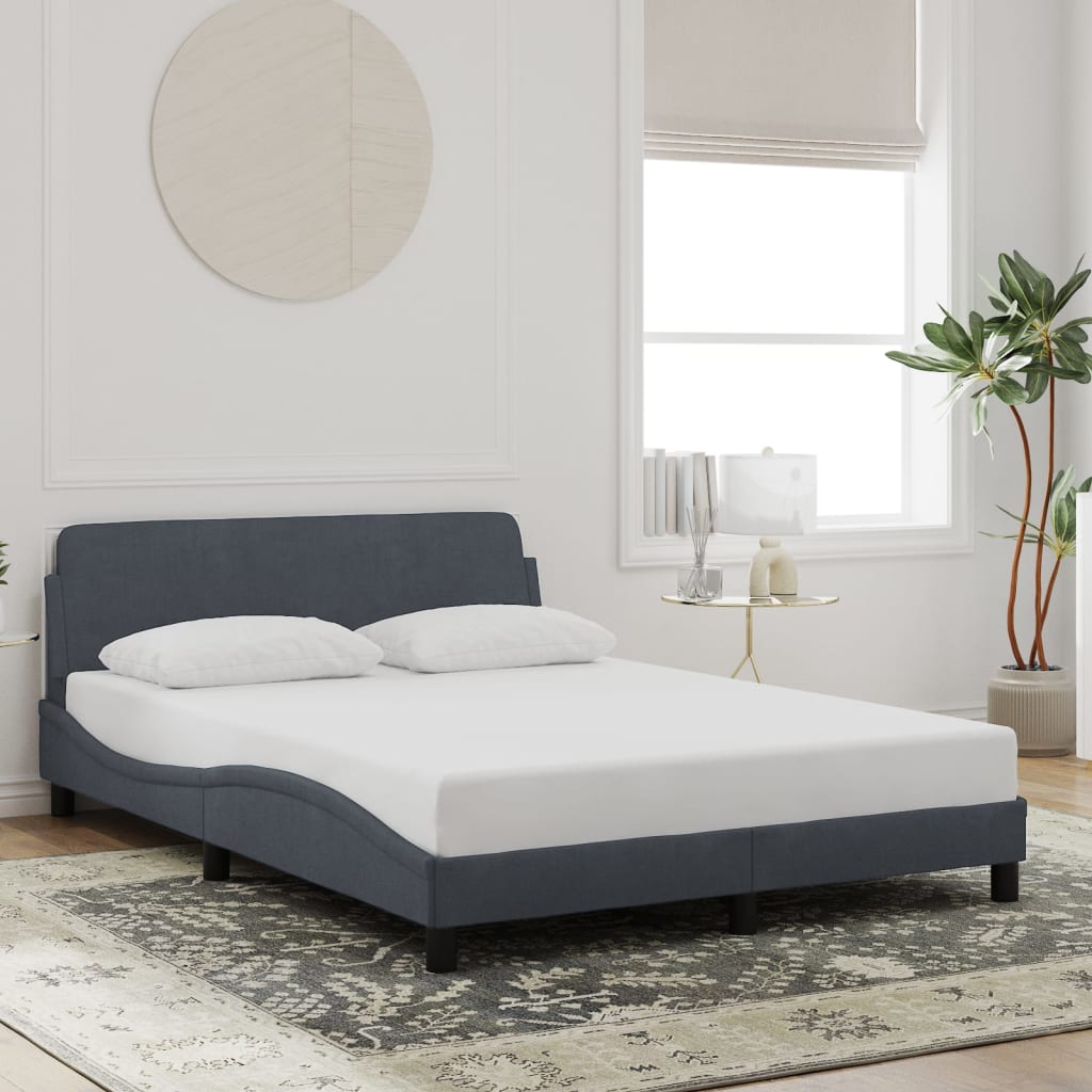 Cadre de lit sans matelas gris foncé 140x200 cm velours - XIOS