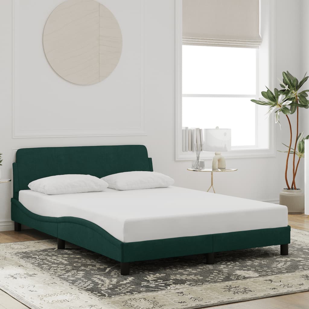 Cadre de lit sans matelas vert foncé 140x200 cm velours - XIOS
