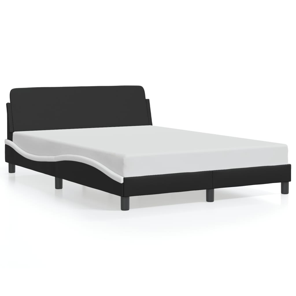 Cadre de lit sans matelas noir et blanc 140x200 cm similicuir - XIOS