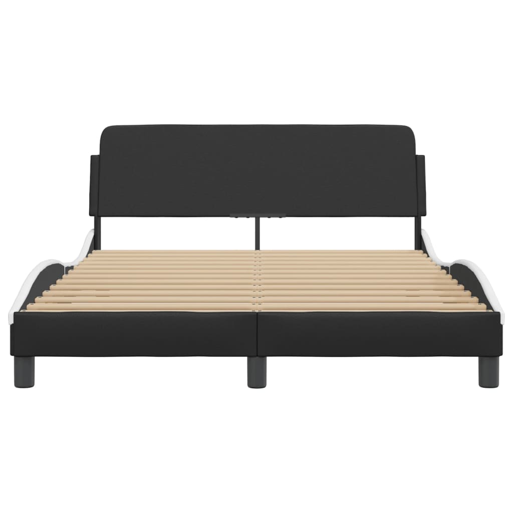 Cadre de lit sans matelas noir et blanc 140x200 cm similicuir - XIOS