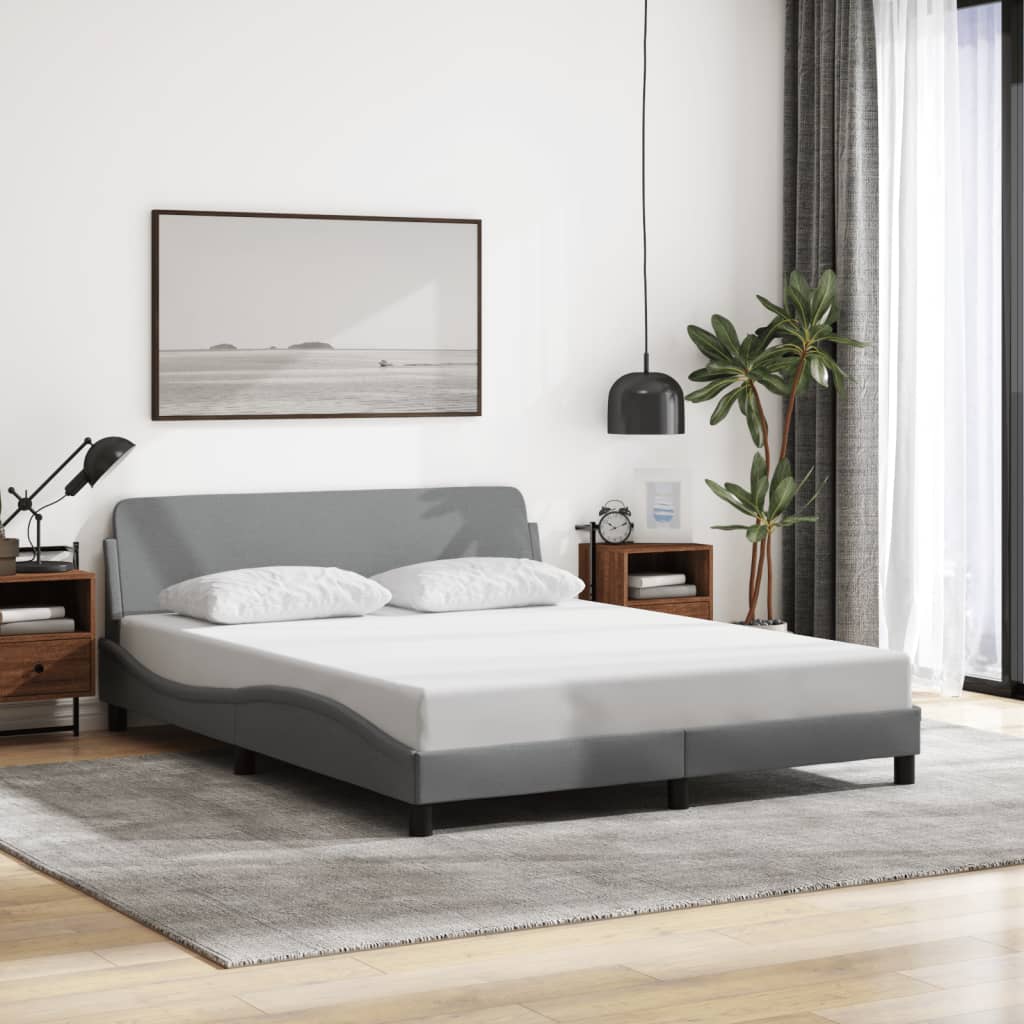 Cadre de lit sans matelas gris clair 160x200 cm tissu - XIOS