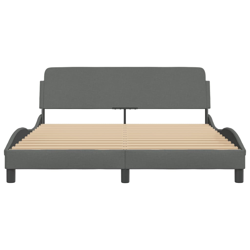 Cadre de lit sans matelas gris foncé 160x200 cm tissu - XIOS