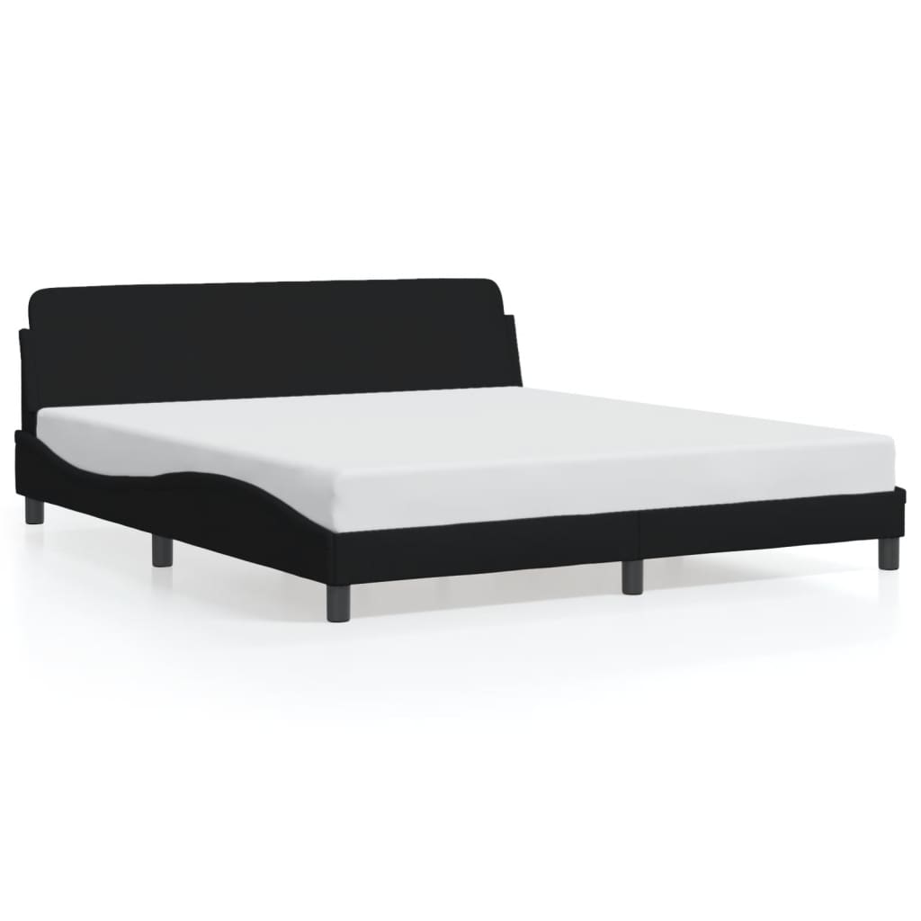 Cadre de lit sans matelas noir 160x200 cm tissu - XIOS