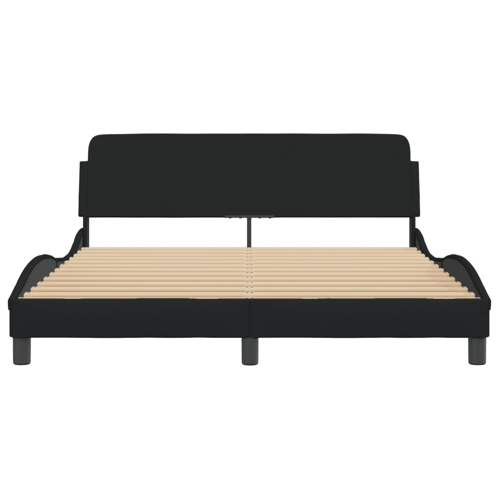 Cadre de lit sans matelas noir 160x200 cm tissu - XIOS