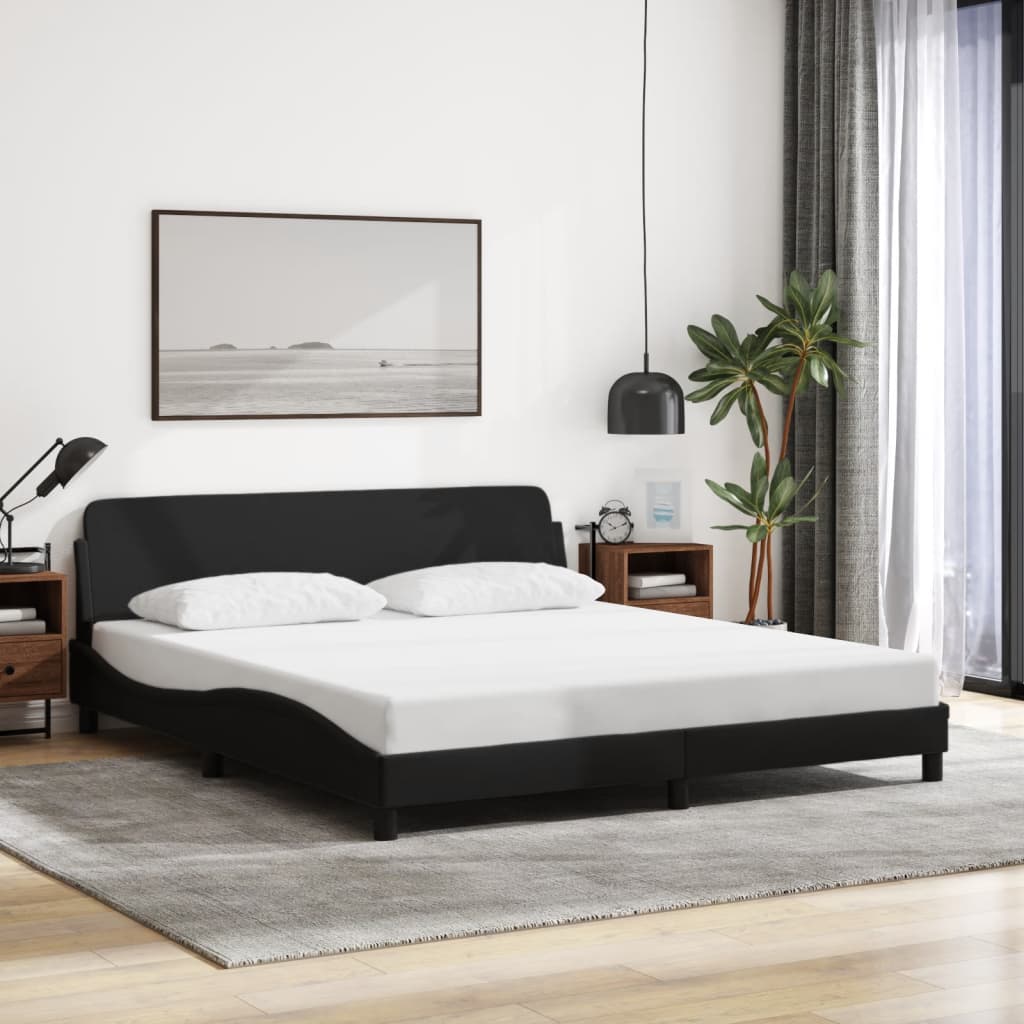 Cadre de lit sans matelas noir 160x200 cm tissu - XIOS