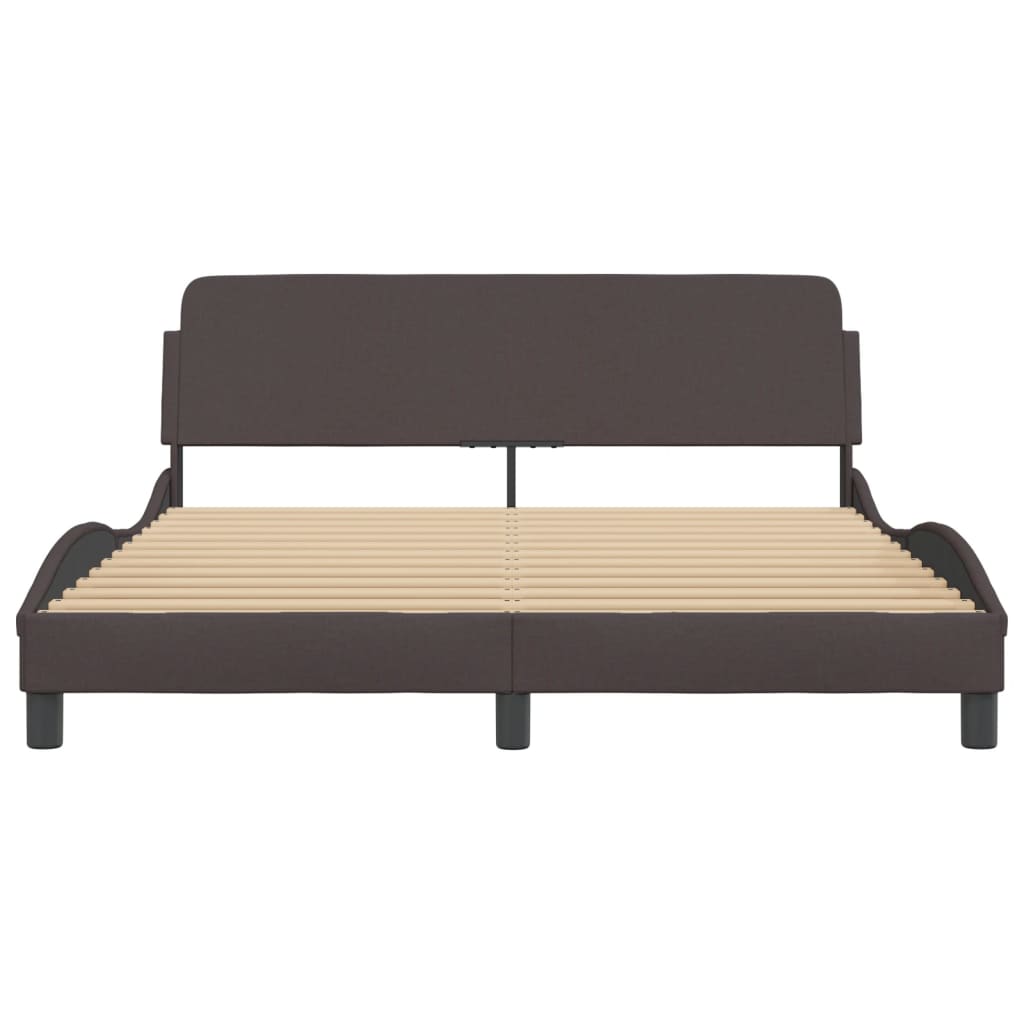 Cadre de lit sans matelas marron foncé 160x200 cm tissu - XIOS