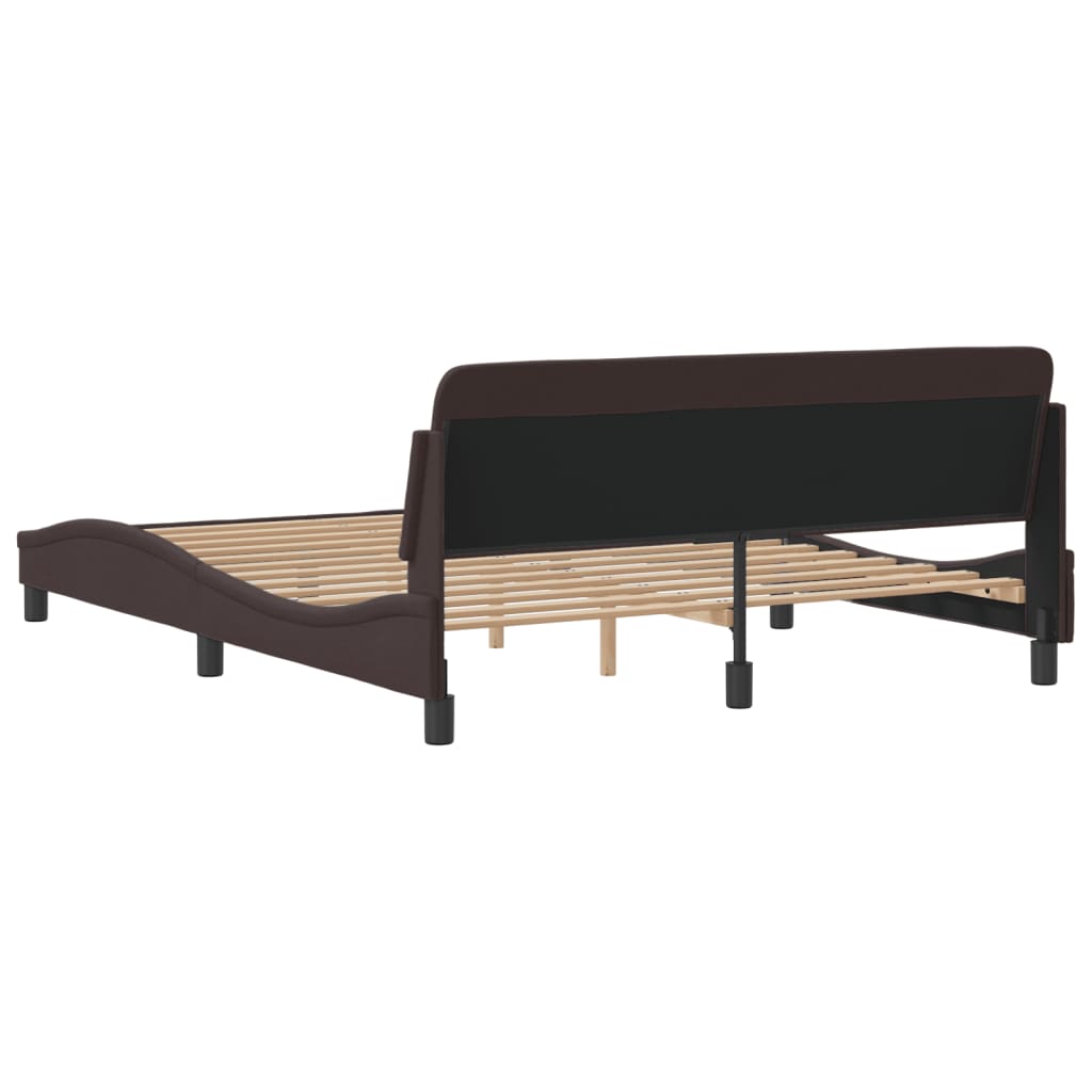Cadre de lit sans matelas marron foncé 160x200 cm tissu - XIOS