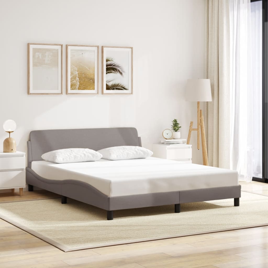 Cadre de lit sans matelas taupe 160x200 cm tissu - XIOS
