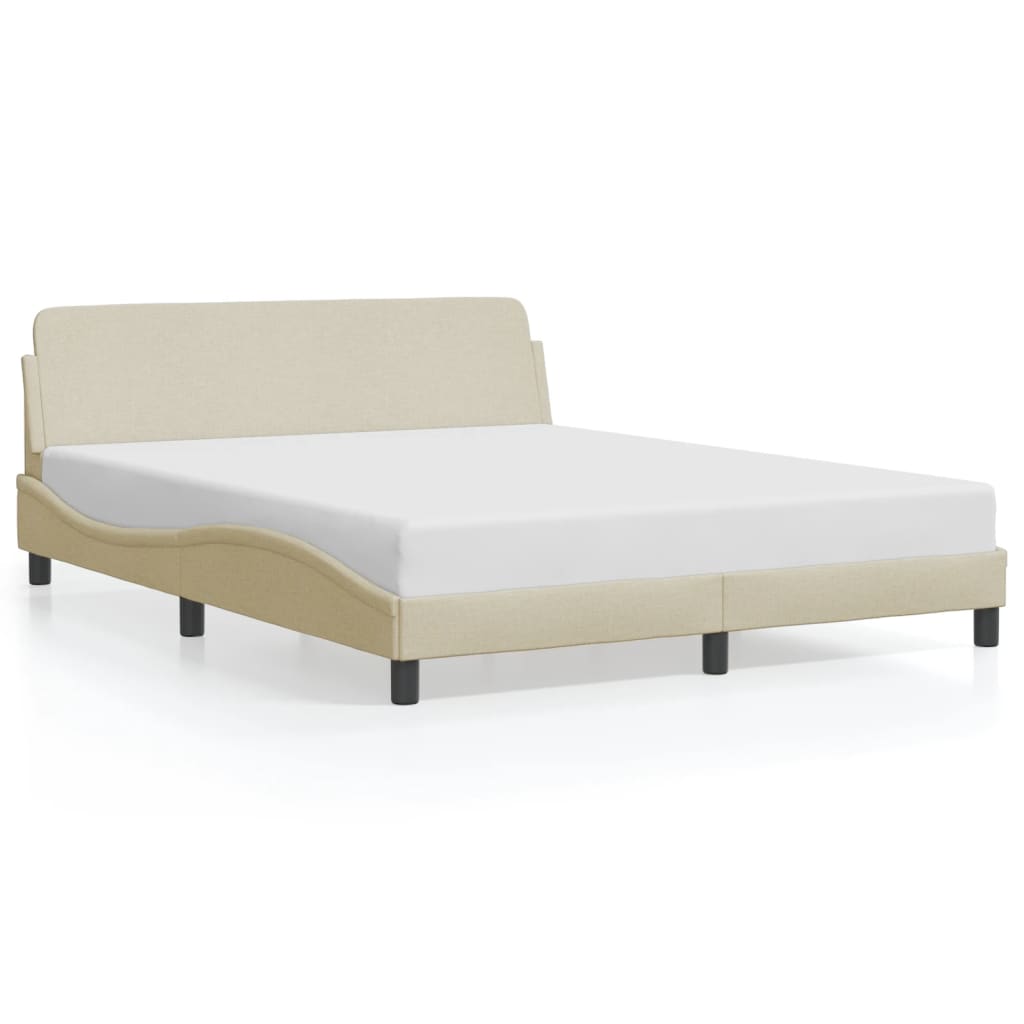 Cadre de lit sans matelas crème 160x200 cm tissu - XIOS
