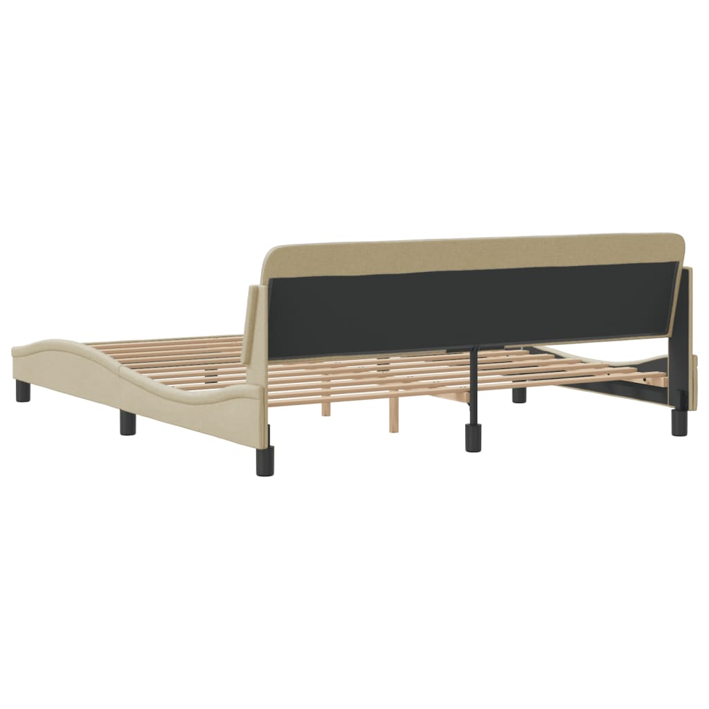 Cadre de lit sans matelas crème 160x200 cm tissu - XIOS