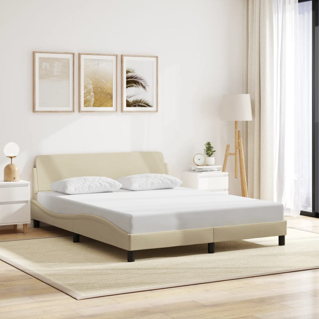 Cadre de lit sans matelas crème 160x200 cm tissu - XIOS