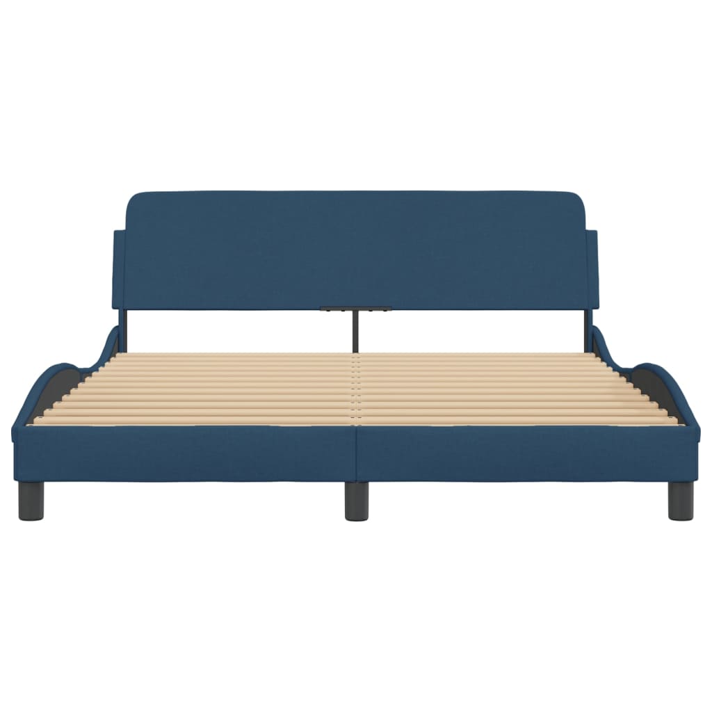 Cadre de lit avec tête de lit sans matelas bleu 160x200cm tissu - XIOS