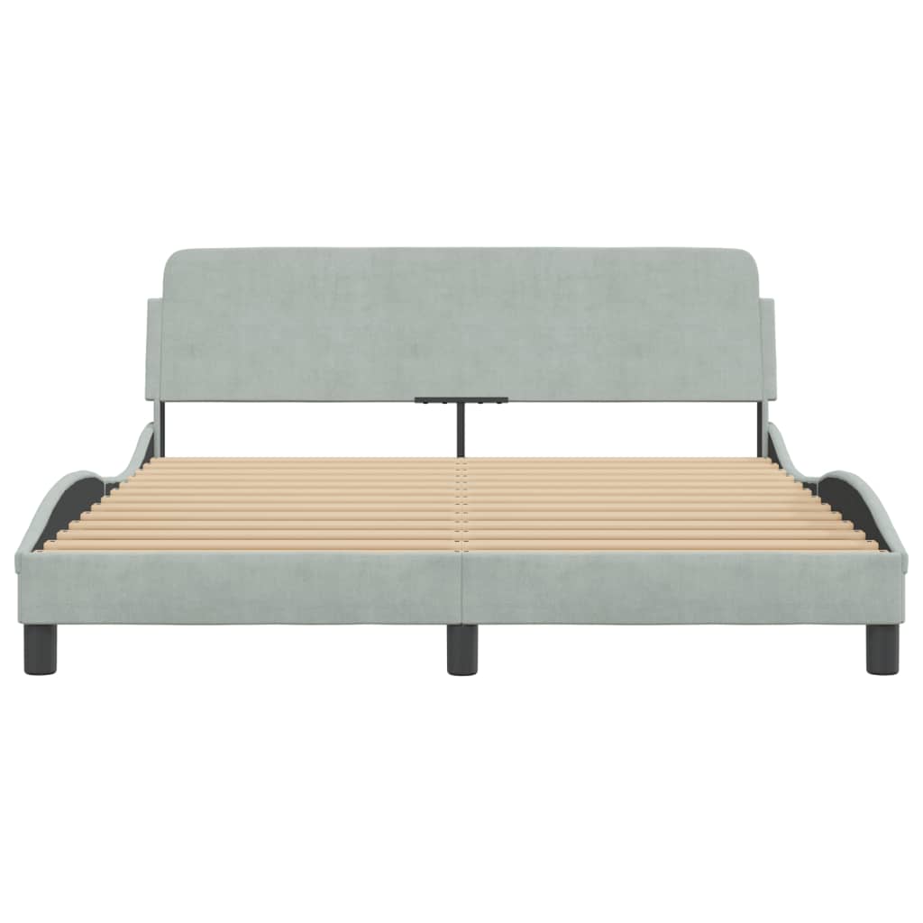 Cadre de lit sans matelas gris clair 160x200 cm velours - XIOS