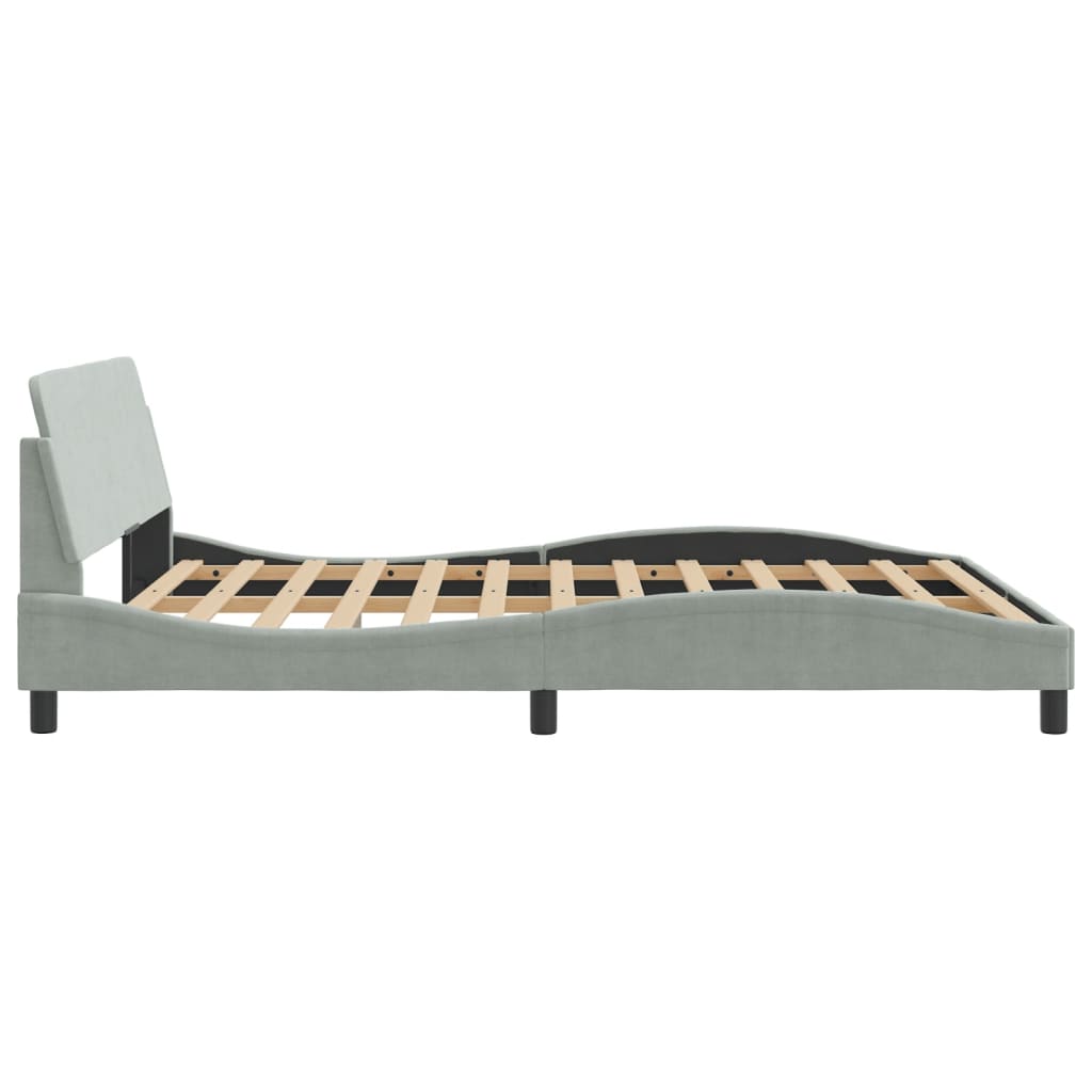 Cadre de lit sans matelas gris clair 160x200 cm velours - XIOS