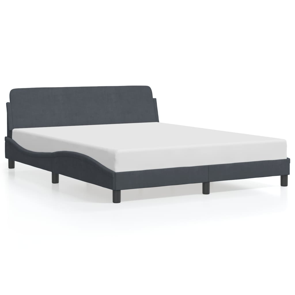Cadre de lit sans matelas gris foncé 160x200 cm velours - XIOS