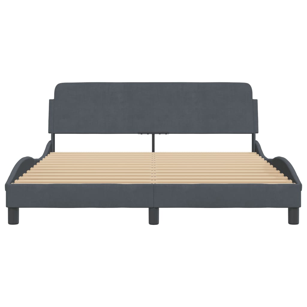 Cadre de lit sans matelas gris foncé 160x200 cm velours - XIOS