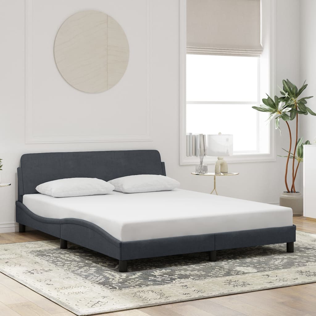 Cadre de lit sans matelas gris foncé 160x200 cm velours - XIOS