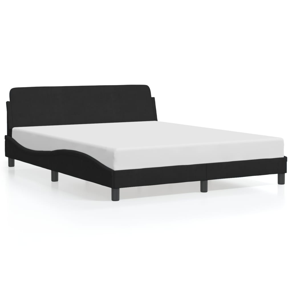 Cadre de lit sans matelas noir 160x200 cm velours - XIOS