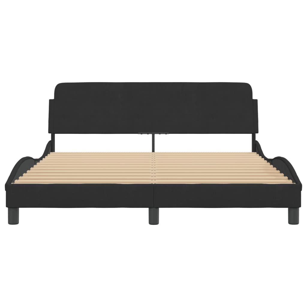 Cadre de lit sans matelas noir 160x200 cm velours - XIOS