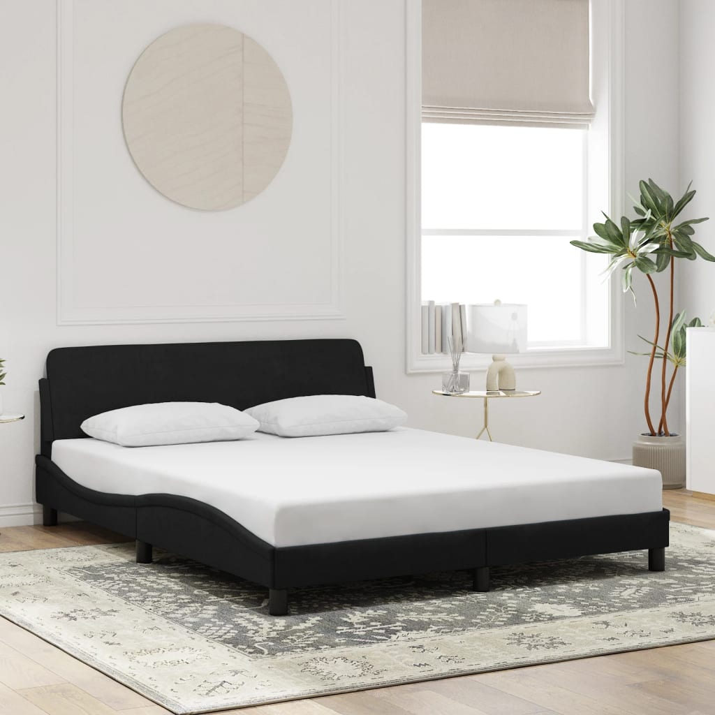 Cadre de lit sans matelas noir 160x200 cm velours - XIOS