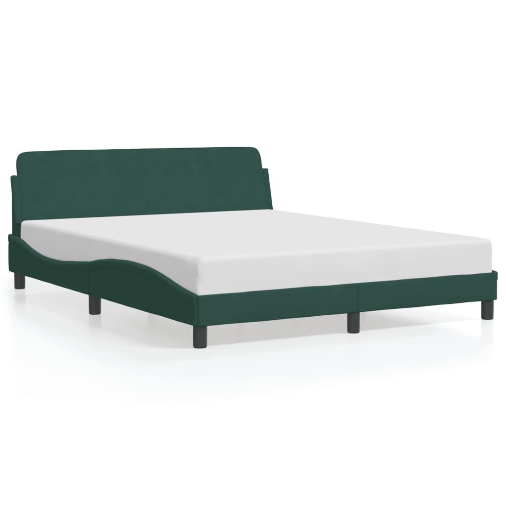 Cadre de lit sans matelas vert foncé 160x200 cm velours - XIOS