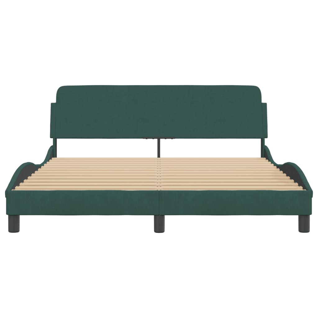 Cadre de lit sans matelas vert foncé 160x200 cm velours - XIOS