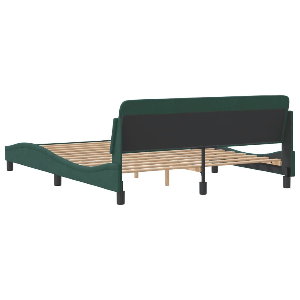 Cadre de lit sans matelas vert foncé 160x200 cm velours - XIOS